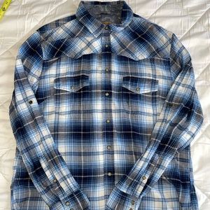 Jachs Girlfriend Mens Blue Flannel Button Up